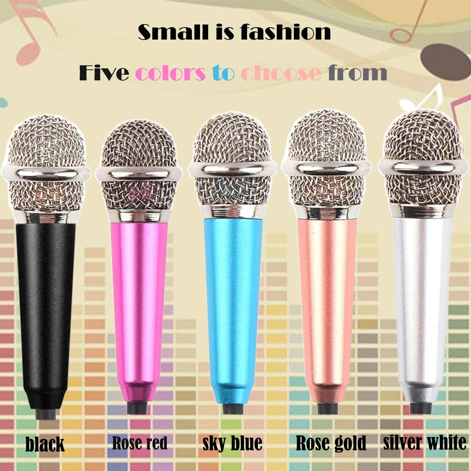 mini microphone for iphone,Tiny Microphone,Portable Microphone/mini mic,for Mobile Phone, Computer, Tablet, Recording Chat and Singing,with Mic Stand and 2PCS sponge foam cover (silver white)