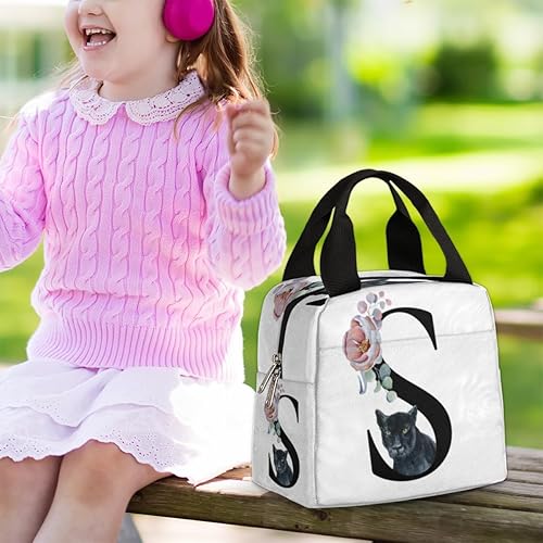 Miniatura 6 de Bolsa de almuerzo con inicial S, bonita bolsa de almuerzo aislada, reutilizable, para adultos, mujeres, hombres, trabajo, pesca, playa, picnic,