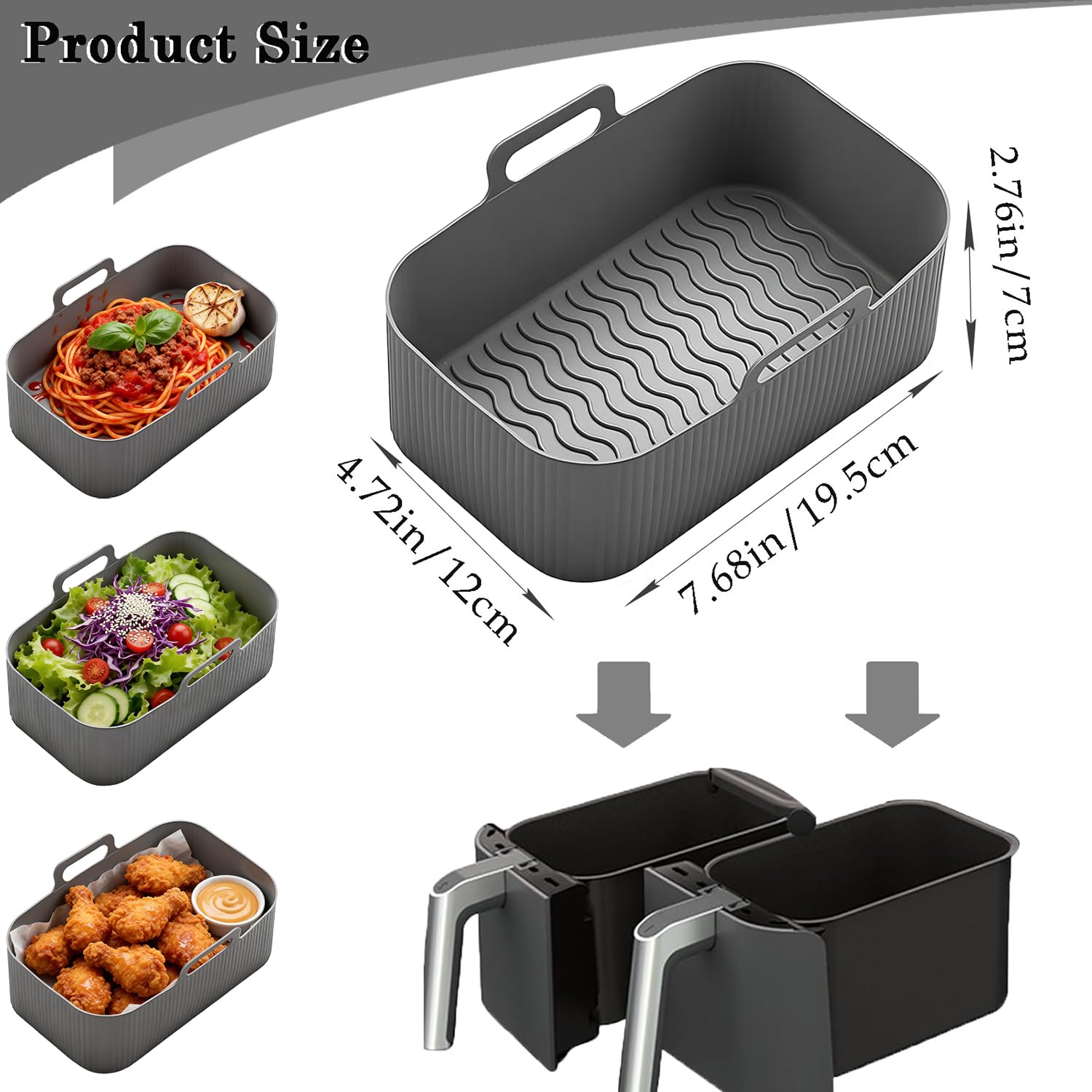 Set Di 2 Stampi In Silicone Per Friggitrice Ad Aria - 21x21x7 Cm, Resistenti Fino A 230°C, Con Clip Antiscottatura, Riutilizzabili - 6