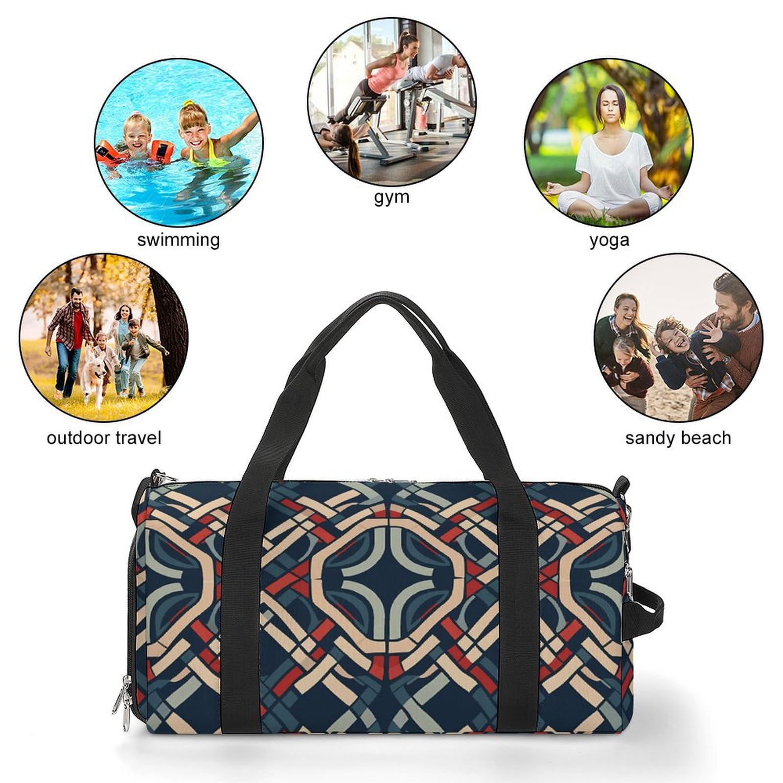 Sporttasche für Damen und Herren, mit Schuh- und Nassfach, Reisetasche, Blau und Weiß, Wochenendtasche, Handgepäcktasche für Schwimmen, Fitness, Workout, Sport, Einheitsgröße, Stil:, Einheitsgröße