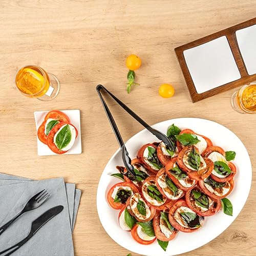 Miniatura 10 de Restaurantware Pinzas de cocina de 9 x 3 pulgadas, 1 pinza para servir con bordes festoneados, pinzas de plástico negro reutilizables aptas para