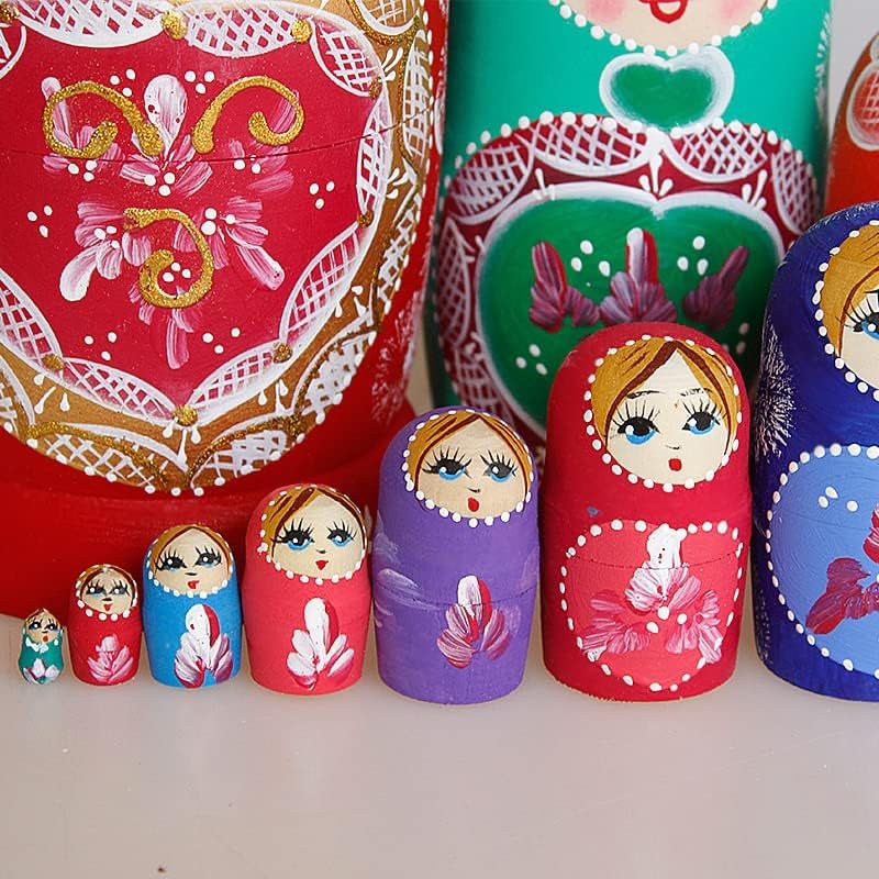 FunnyGoo Muñeca Rusa De Madera Cascanueces: Set De 5 Muñecas De Anidación Navideñas Hechas A Mano
