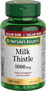 NATURE'S BOUNTY Chardon-Marie, 1000 mg, aide à soutenir la fonction hépatique, 200 gélules molles, 229 g