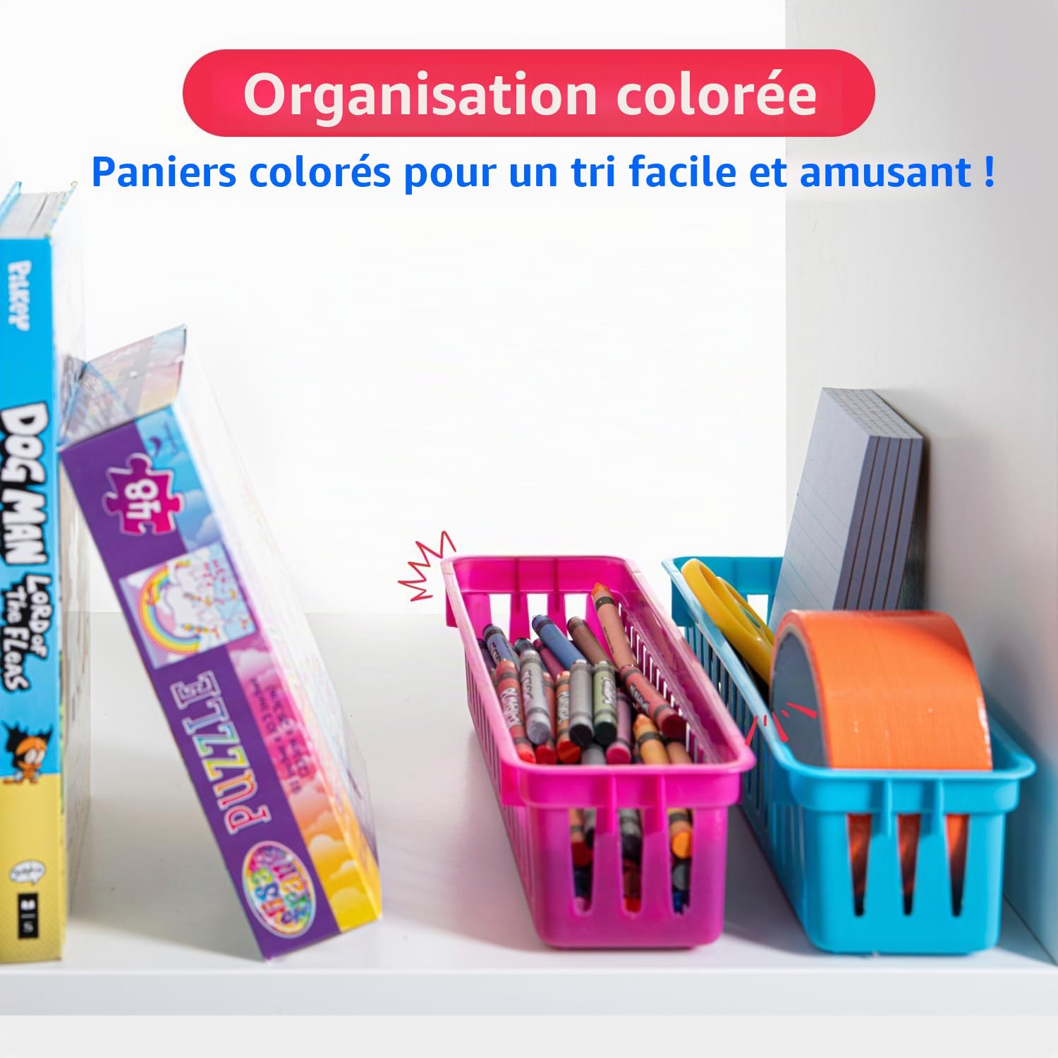 Prextex Range-crayon Prextex pour la salle de classe Panier à crayons ou panier à crayons, couleurs variées (paquet de 12)