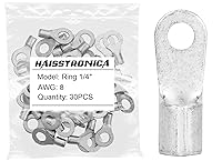 Vista 21 de haisstronica Conectores de cable no aislados, 30 terminales de horquilla de 1/4 ", kit de cobre con costura soldada AWG 8