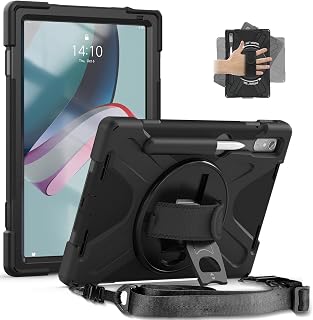 Shockproof Case for [Lenovo Tab P11 Pro Gen2] 2022, Lenovo Tab P11 Pro 2nd Gen 11.2 inch Heavy Duty Case with Stylus Holder/Hand Strap/Kickstand/Shoulder Belt for TB-132FU/TB-138FC, Black