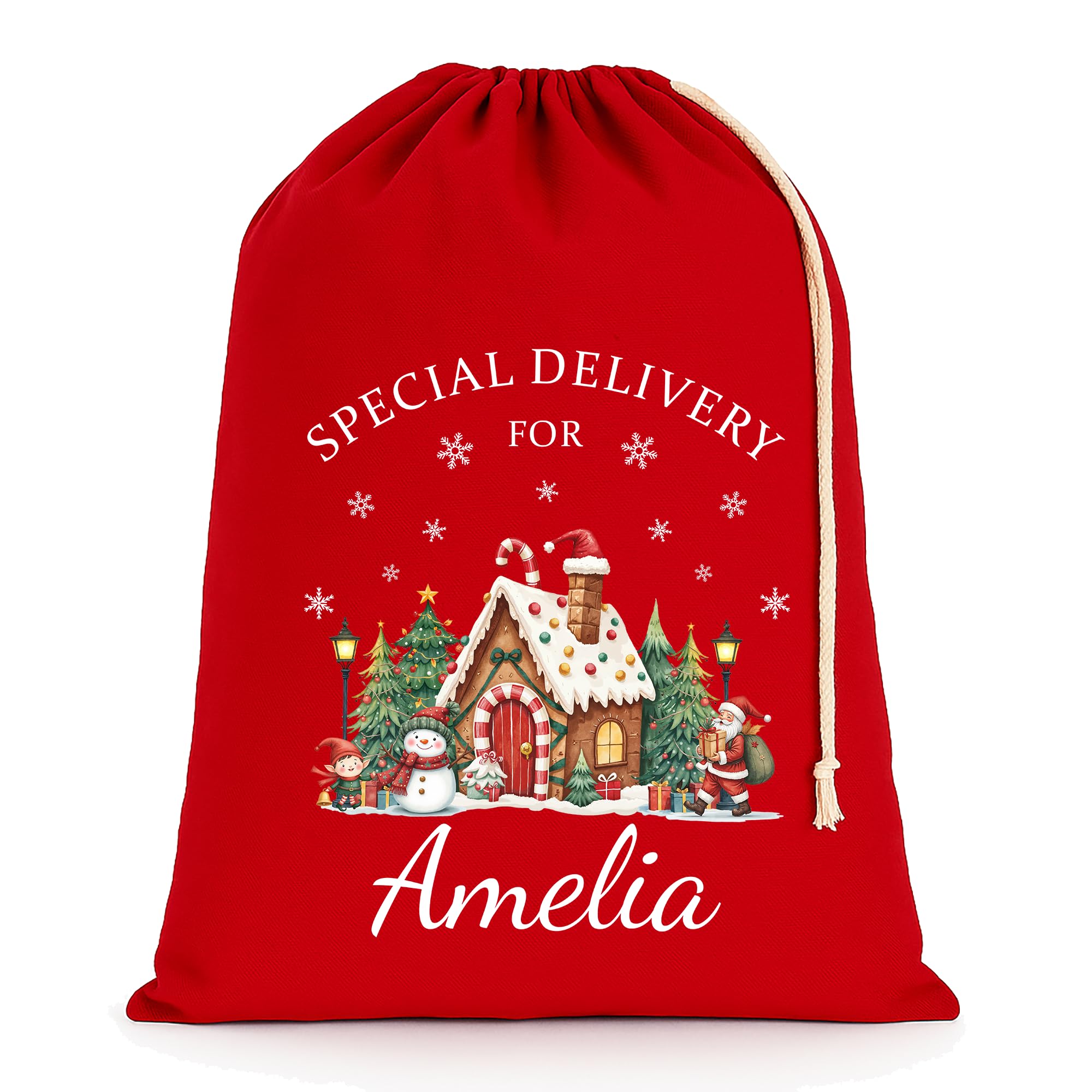 Chicken Craft Personalised Christmas Santa Sack with Custom Name - Extra Large - Red - 75x49cm - Festive House
