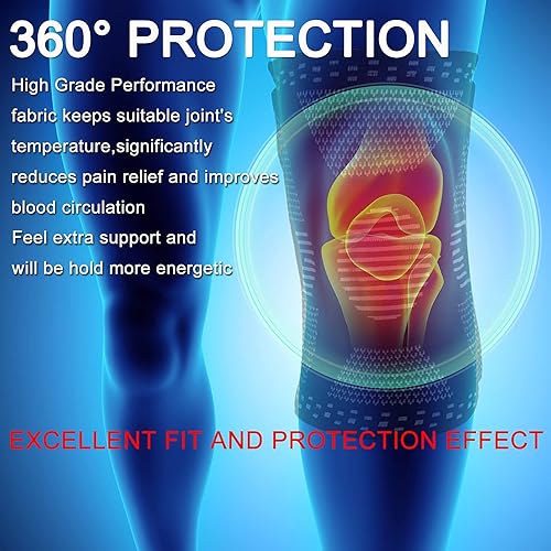 Miniatura 5 de Rodillera de compresión para el dolor de rodilla para hombres y mujeres con almohadillas de gel para rótula y estabilizadores laterales