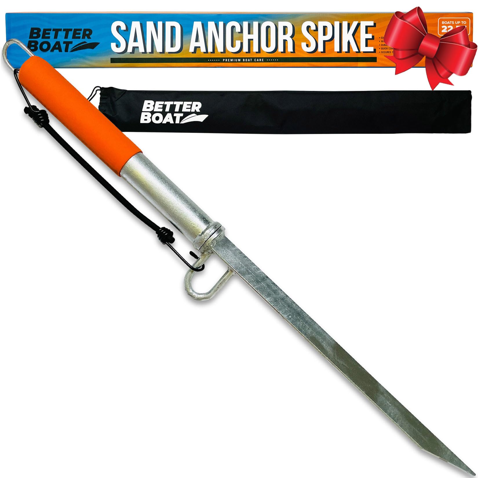 Sand Spike Boat Anchor Pole for Boats, Jet Skis, Pontoons, and Kayaks, Large and Small Slide Pole System for Shallow Water, Sandbars, Beaches, and Land with Bag for Accessories, Up to 22 Ft