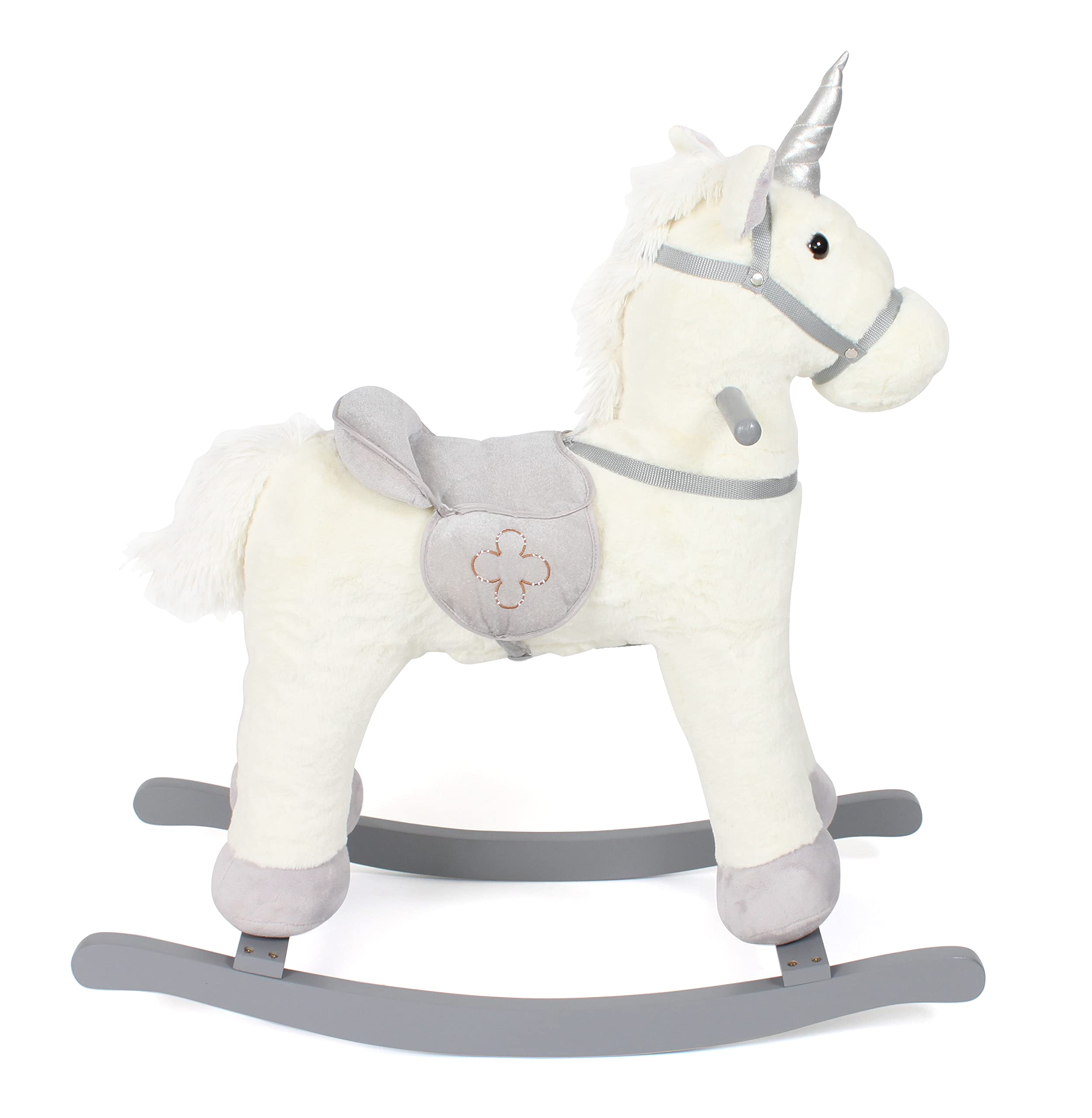 Bayer Chic 2000 - Balancín de Unicornio, Altura del sillín 46 cm, Columpio de Peluche, Color Beige-Gris