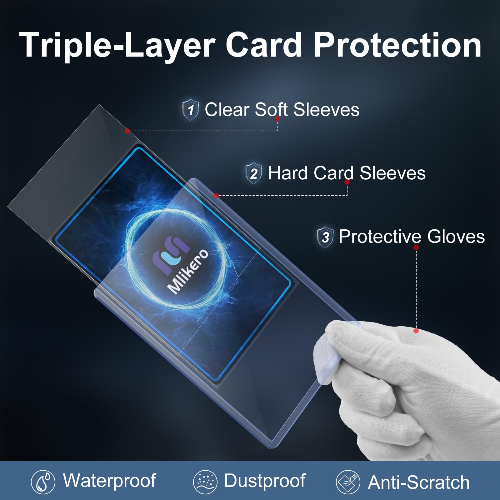 Mlikero 200 fundas rígidas para tarjetas de carga superior, protectores de tarjetas transparentes con protección UV, fundas gruesas para tarjetas de intercambio para MTG, tarjetas de béisbol,