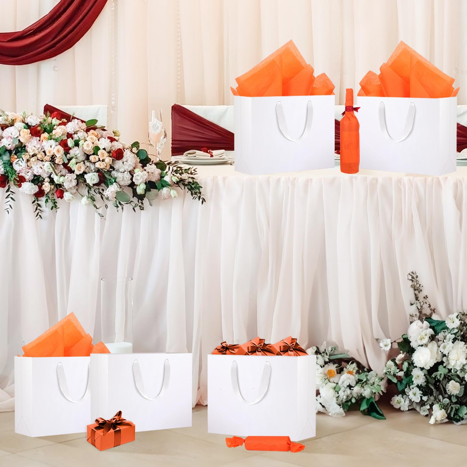 EUSOAR Sac en Papier Blanc, 20Pcs Sacs Kraft avec Poignées XL 40x30x15cm | Pochettes Cadeau Blanches, Gift Bags pour Anniversaire Homme Noël Mariage Emballage