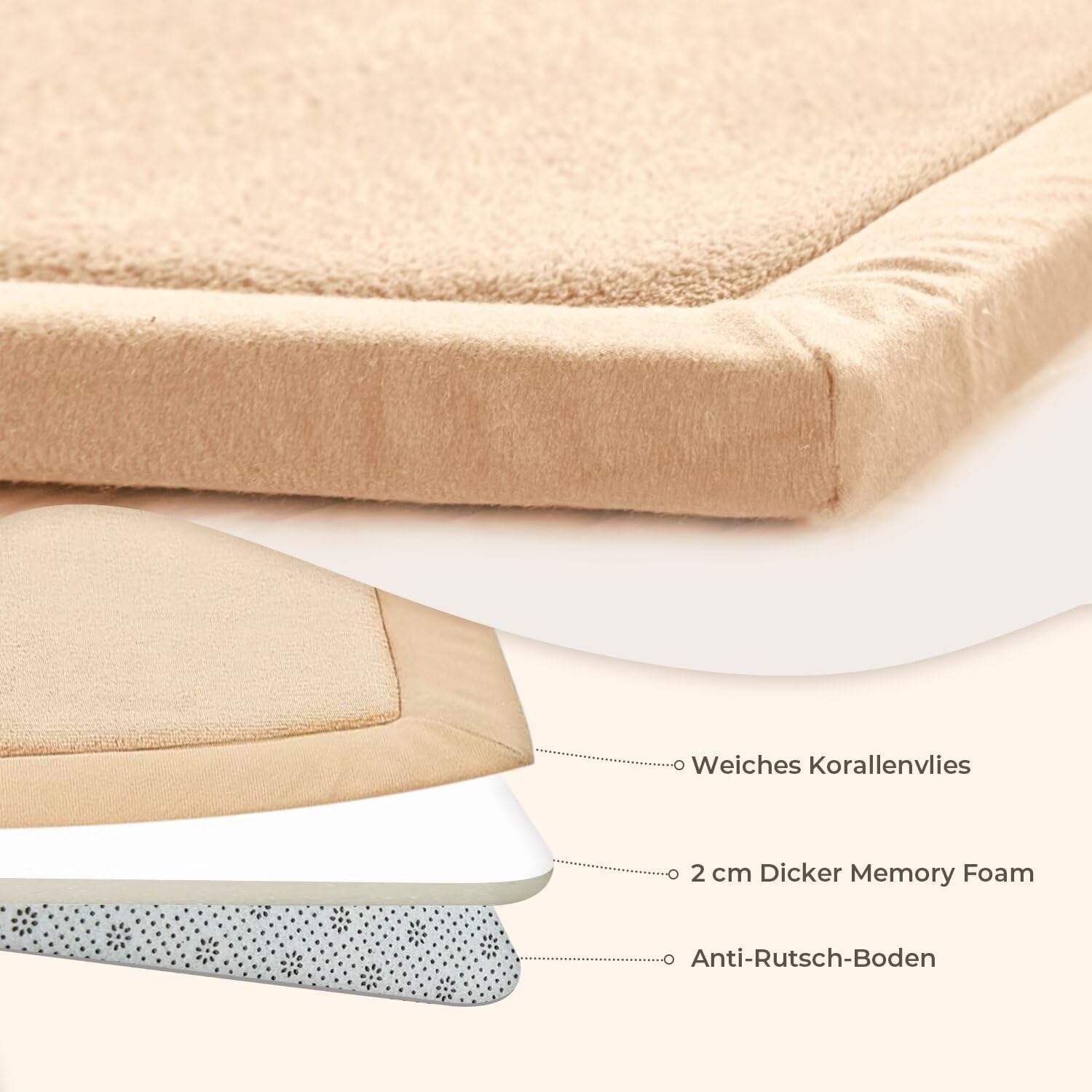Tappeto di Velluto Corallo Ispessimento per Bambini, Coperta Strisciante Morbida, Tatami Antiscivolo (Marrone Chiaro, 200 * 220CM)