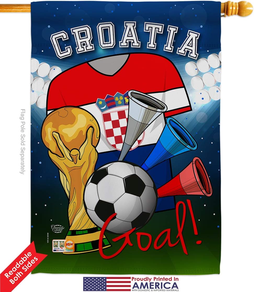 World Cup Croatia Soccer House Flag Sports Game Goal Ball Football Entertainment Activity Physical Small Decorative Gift Yard Banner Double-Sided Made In USA 28 X 40