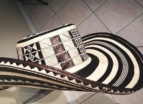 Miniatura 3 de col-p Sombrero colombiano Sinuano Flecha Caña Flecha Vueltiao fabricado por auténticos indígenas colombianos BlancoNegro