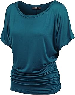 Women’s Short Sleeve Dolman Tunic Top – Soft Stretch Knit with Side ...