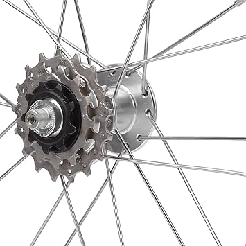 Bike Hub, 14in Front and Rear Front 2 Rear 5 Bearing Bike Wheelset, for Road Bike Bicycle(Silver)