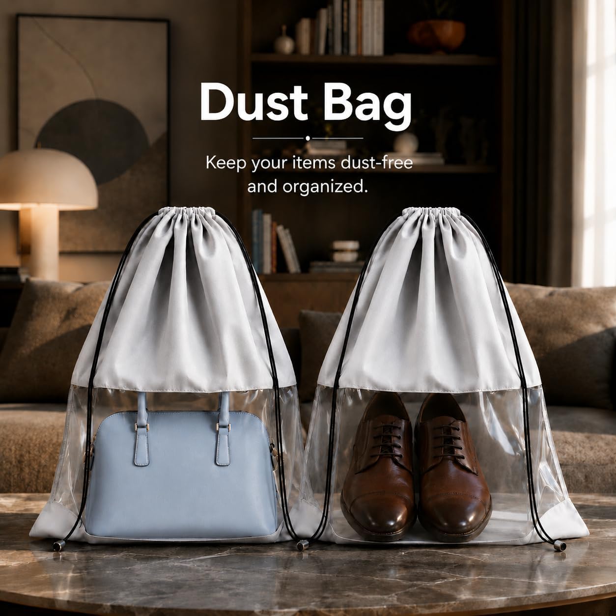 Jeffbaubl 3 Pack XL Dust Bags for Handbags, White Gray, 19.7 x 21.7 Inch