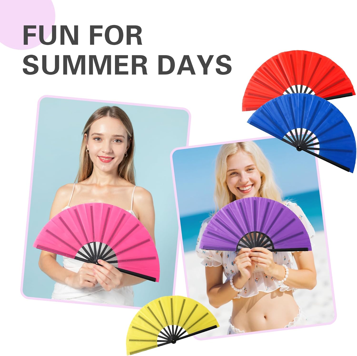 Rongyingju 10 Pcs large folding Kung Fu Fan, suitable for music festivals, disco parties, stage performances, or theatrical performances (10, Mixed color)