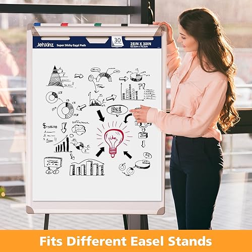 Miniatura 4 de Almohadillas adhesivas de caballete con papel autoadhesivo, 30 hojas por bloc, papel grande para profesores (25 x 30 pulgadas, 12 paquetes)