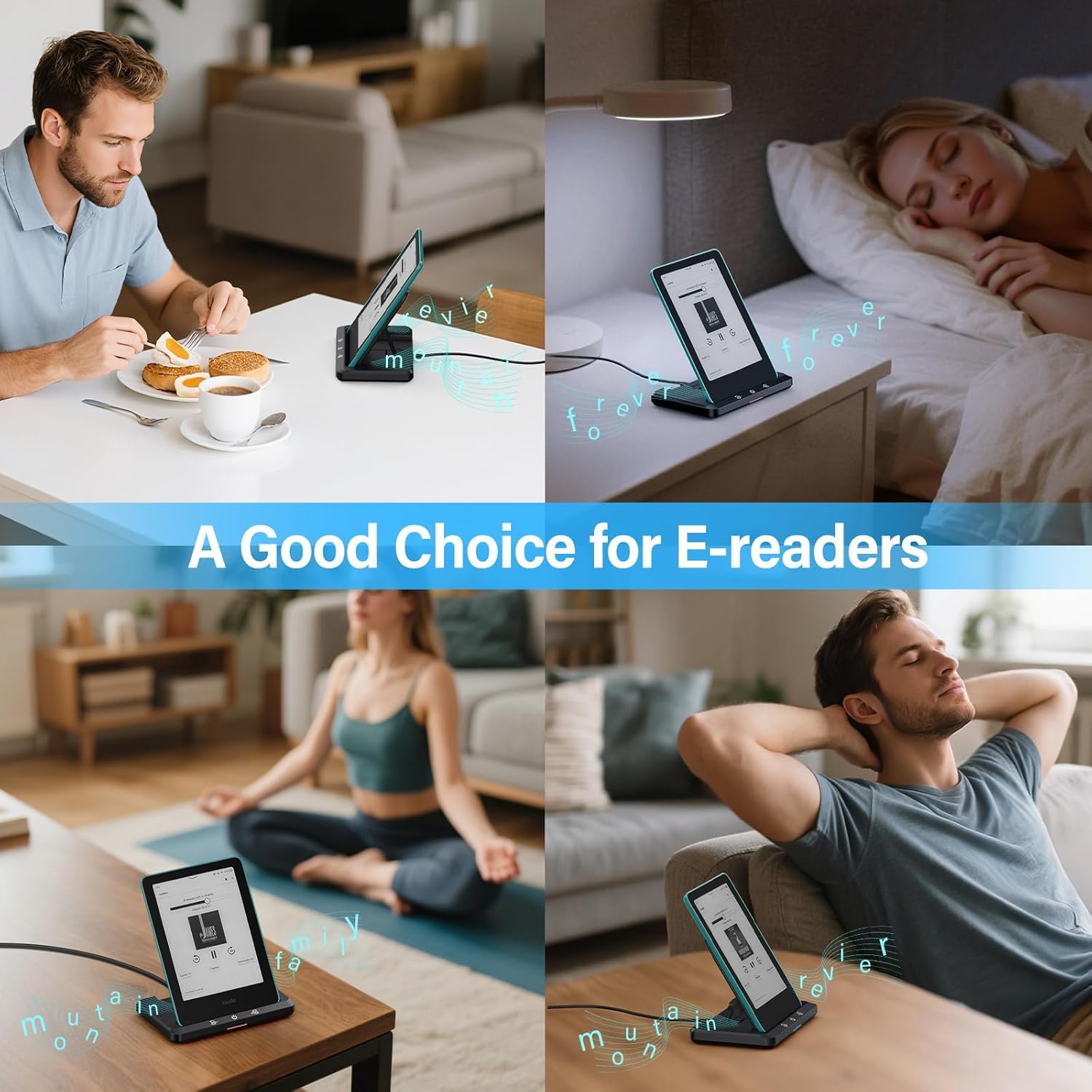 Dock di ricarica wireless e altoparlante per audiolibro, ricarica wireless compatibile con Kindle Paperwhite Signature Editions 32 GB (2022 e 2024) e Kindle Colorsoft Signature Edition (32 GB), iPhone