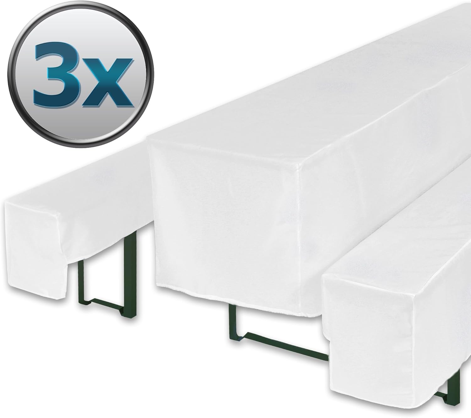 Bierzeltgarnitur Hussen Set 3-teilig - Weiße Bezüge Für Biertisch & Bierbänke
