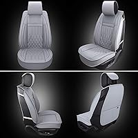 Vista 4 de Aierxuan - Juego de 2 fundas de asiento de automóvil para la parte delantera con cuero impermeable, compatible con bolsa de aire, funda acolchada