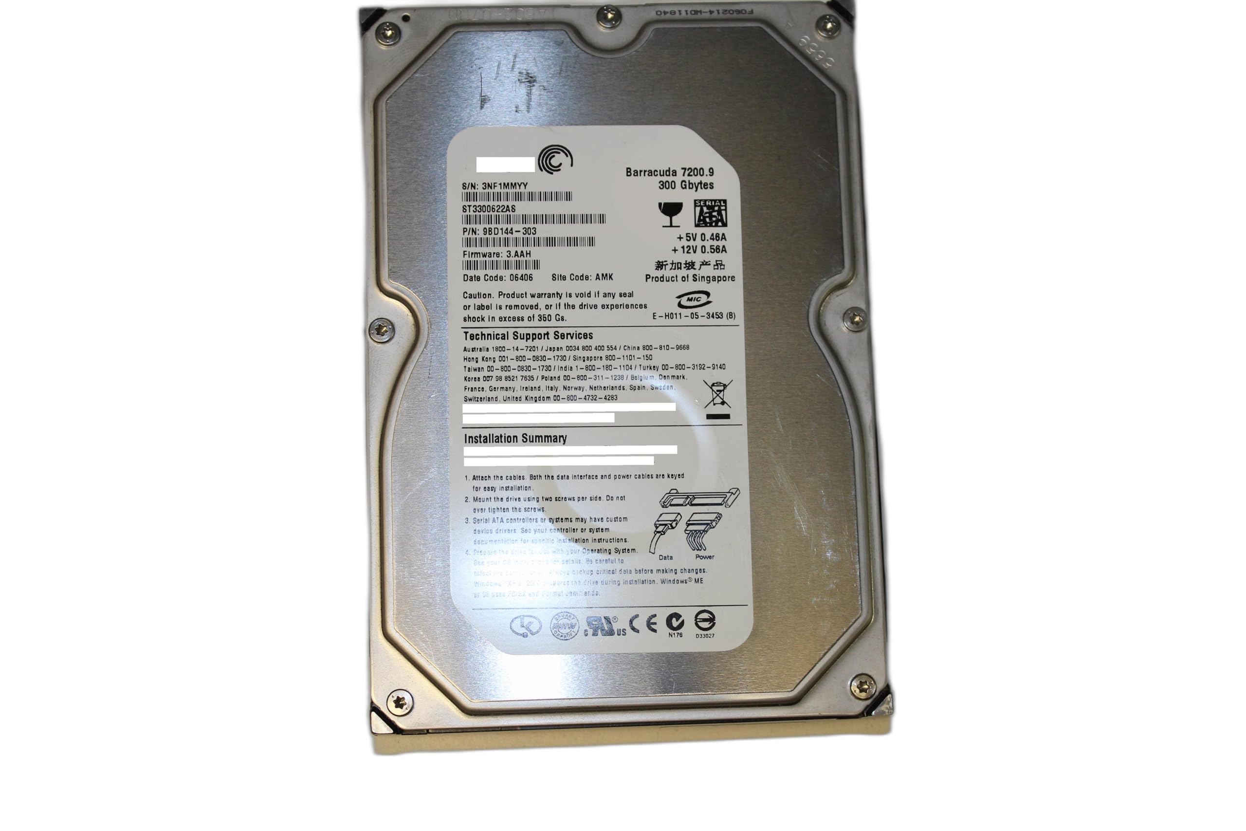Amazon.com: Seagate ST3300622AS-RK Barracuda 300 GB SATA NCQ