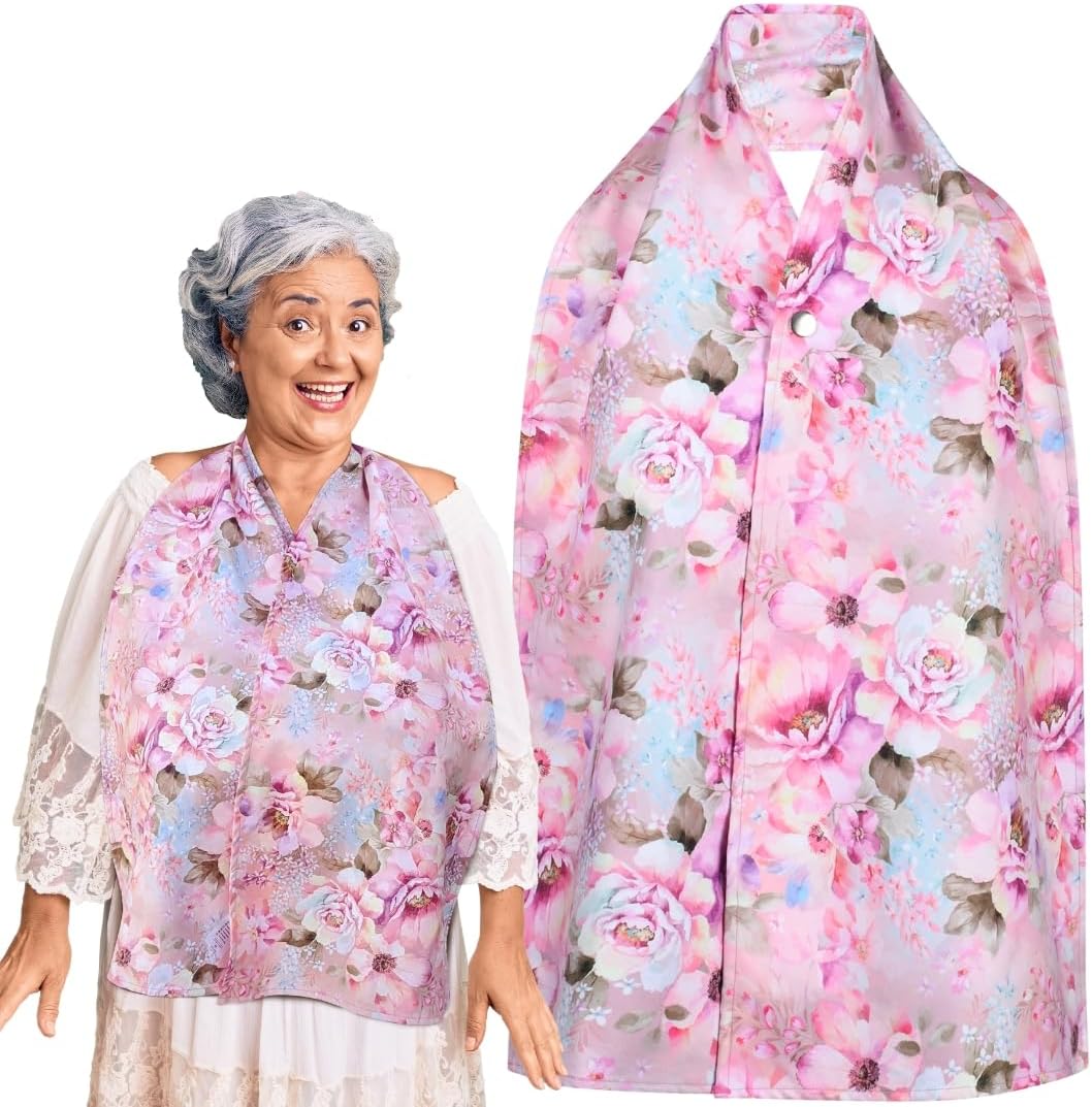 Adult Bib Scarf - Dignified Alternative to Adult Bibs | Washable and Reusable Clothing Protectors | Adult Bibs for Eating, Tranquility (Snap), 60"