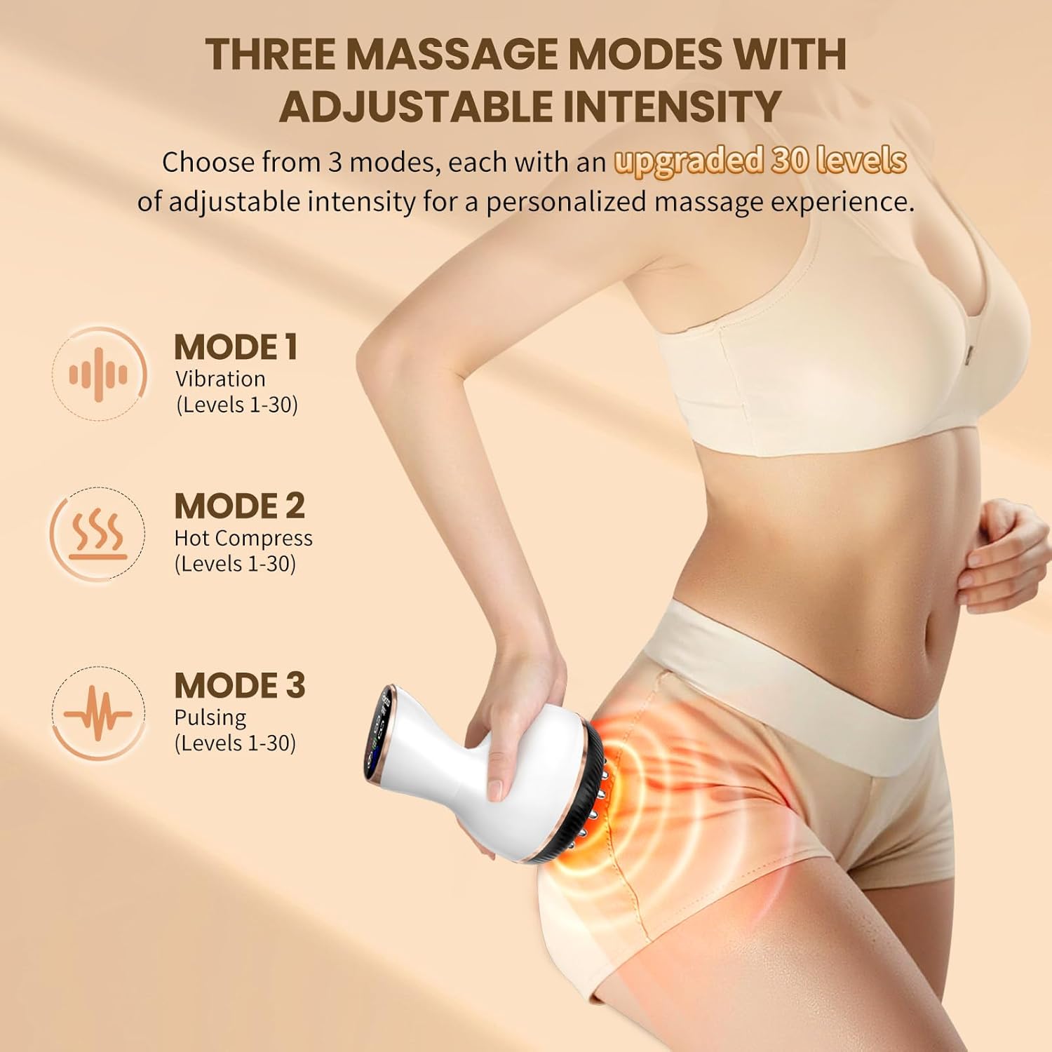 Lymphatic Drainage Massager & Anti Cellulite Massage Tool, Helps Reduce Stretch Marks & Cellulite, for Legs, Arms & Belly, Body Sculpting Machine with Microcurrent, Light, Heat & Vibration - Image 3