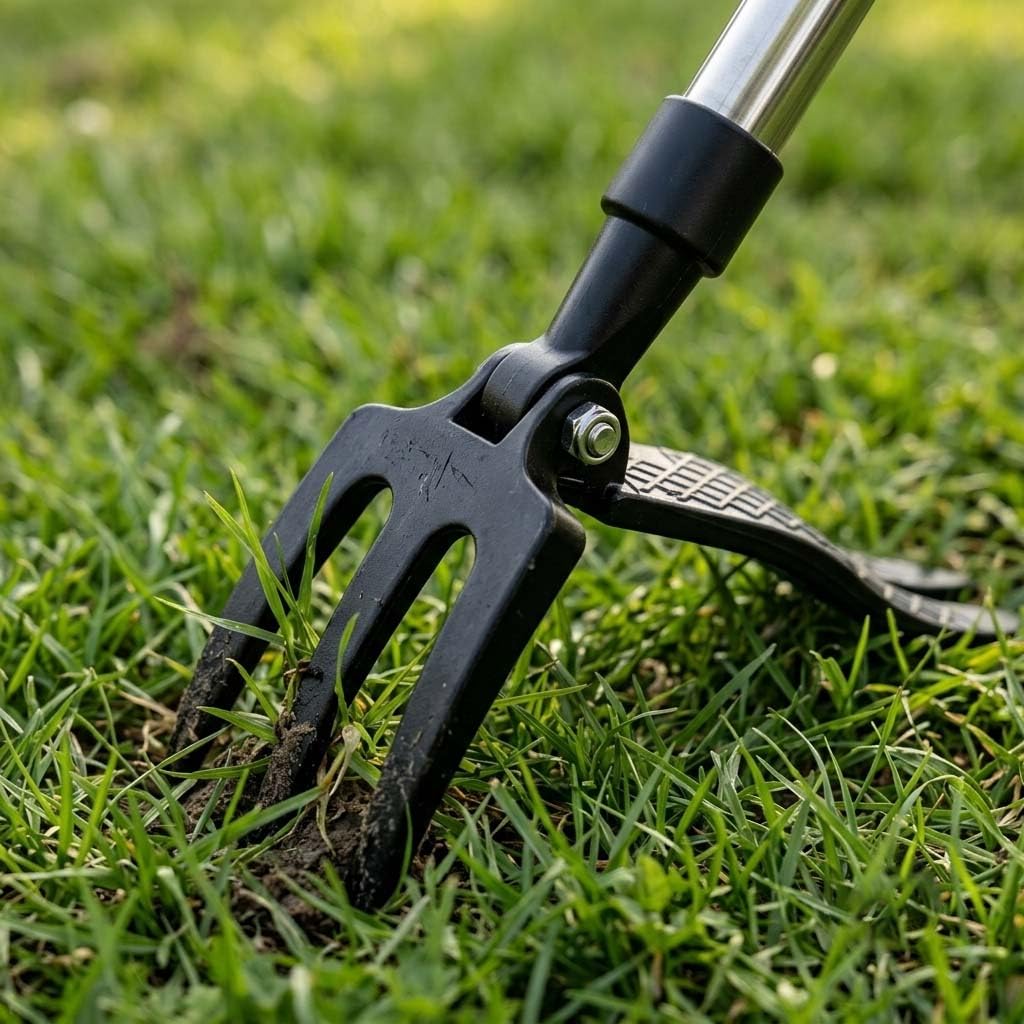 Unkrautstecher für aufrechtes Arbeiten | Unkrautstecher mit langem Stiel und Fußpedal für die Garten- und Rasenpflege
