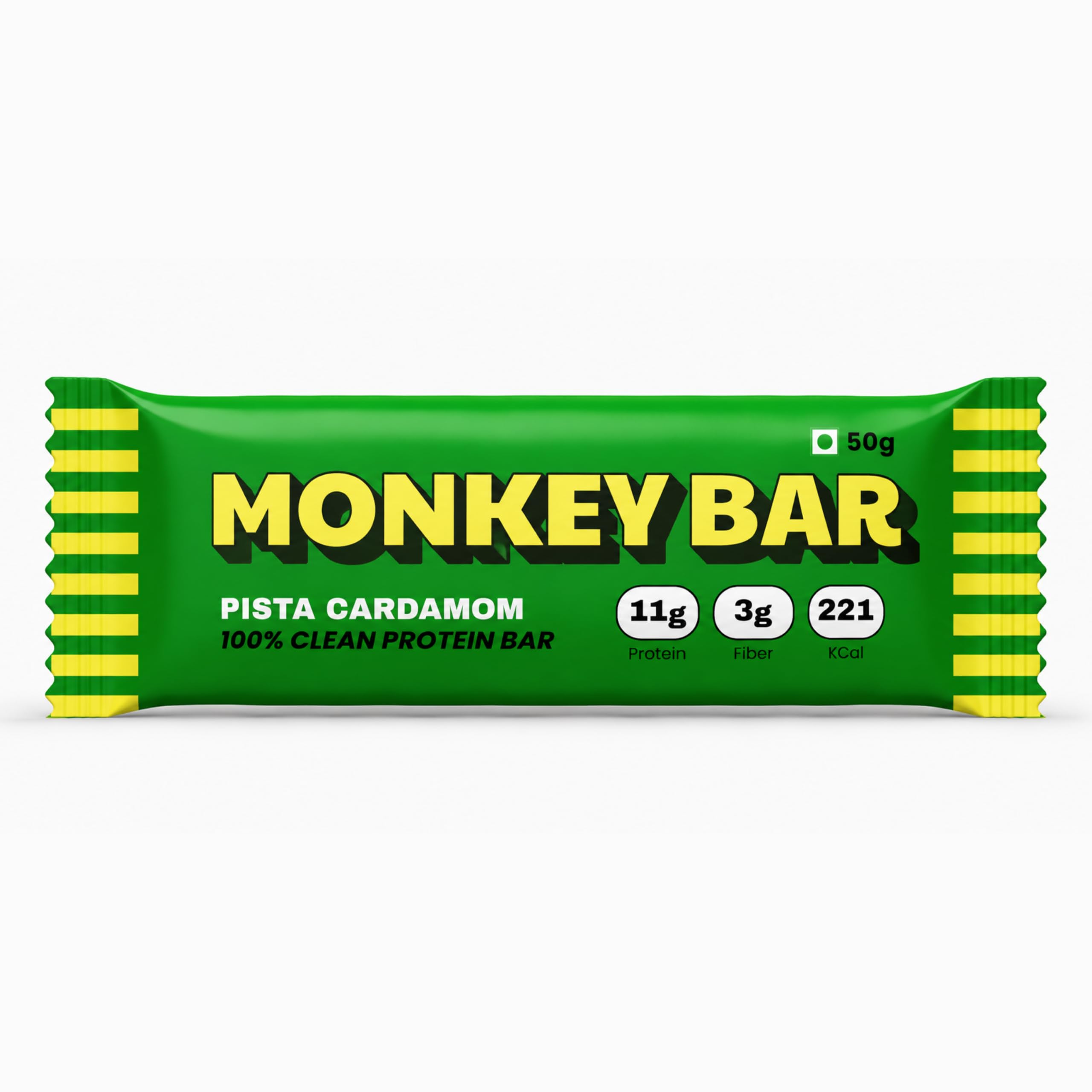 [BRSW2ZQOOQOQMELF] MONKEY BAR Pista Cardamom Protein Bar, 8 x 50g, 11g Protein, No Added Sugar