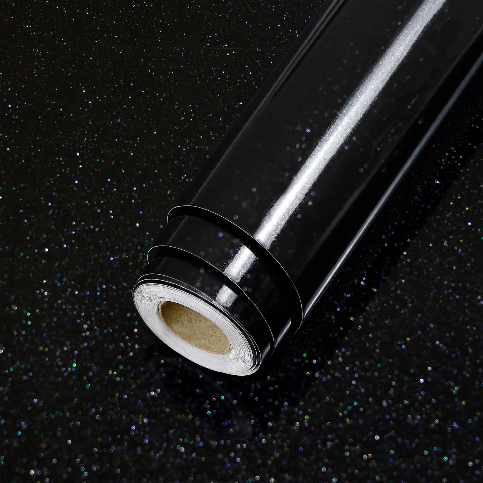 ReeyderArt Black Glitter Contact Paper for Countertops Glossy Peel and Stick Wallpaper Waterproof Self Adhesive Vinyl Wrap for Cabinets Shelves Tables Closets and Walls 60 x 500 cm