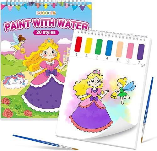 Miniatura 10 de Libros de pintura con agua para niños pequeños, 20 animales, acuarela, papeles de pintura para niños, papel de arte para colorear con pincel para