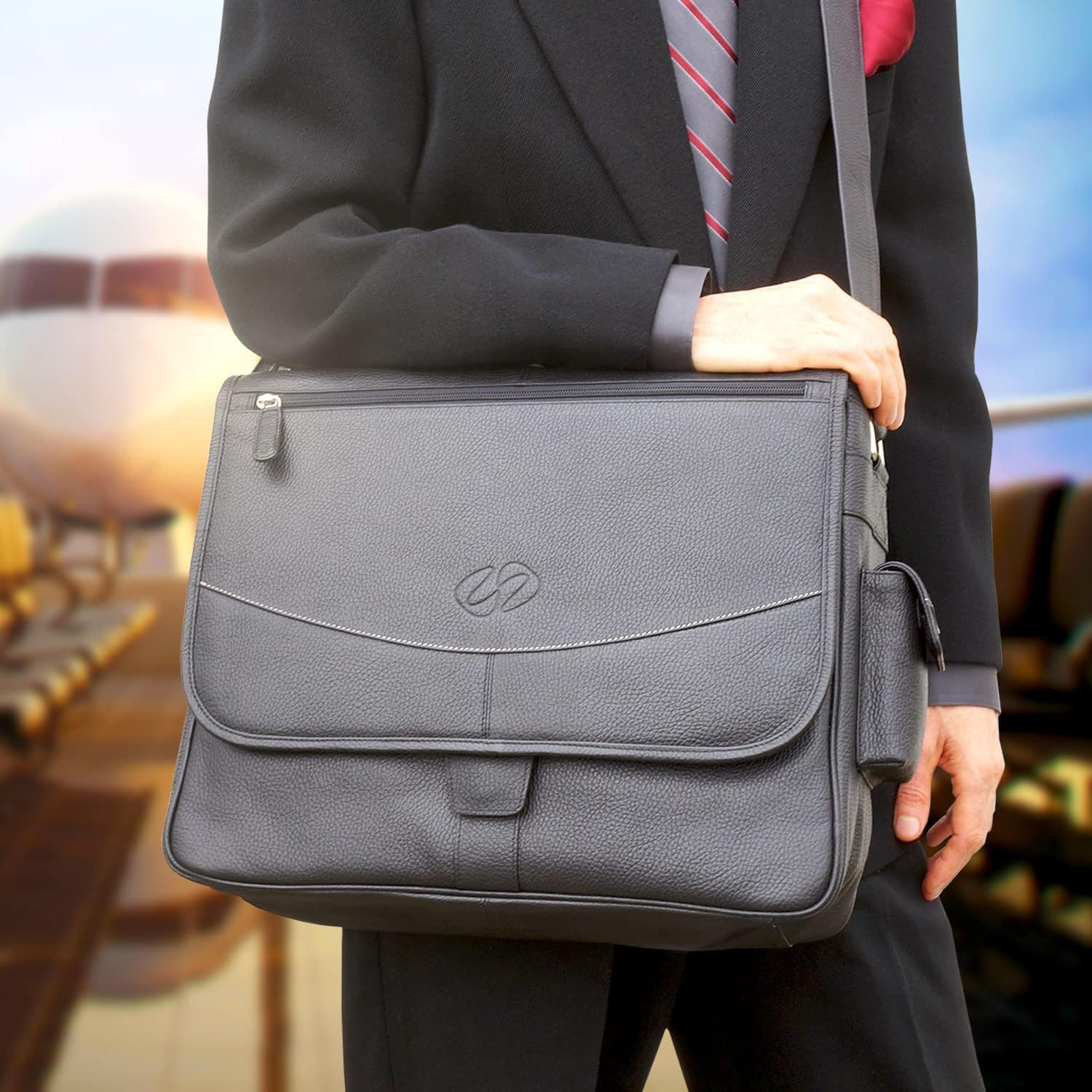 Premium Leather 16 MacBook Pro Messenger Bag w/Sleeve