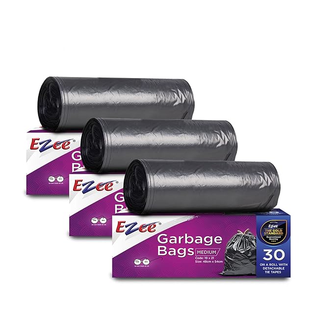 Ezee Live Life Ezee Way Black Garbage Bags for Dustbin|90 Pcs|Medium 19&hellip;