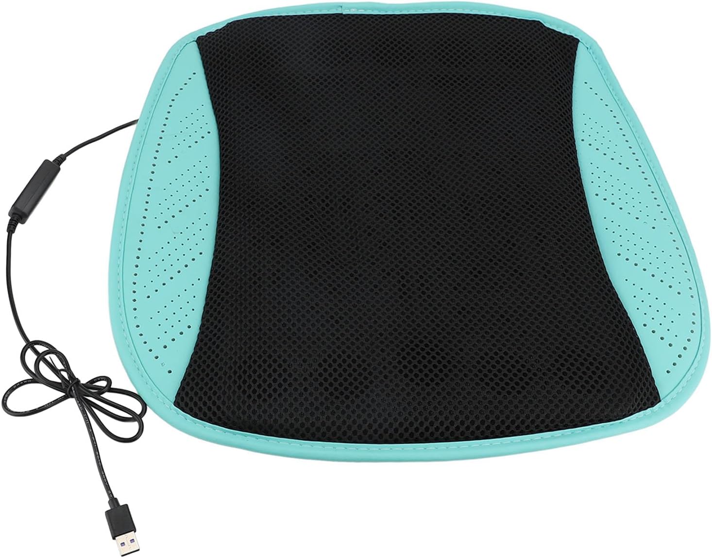 Ventilated Seating Cushion 8 High Speed Fans USB Powered 3 Speed Adjustable Cooling Pad with Breathable Ice Silk Fabric for Car Office Home Use 43x43x3cm (Cyan Black)