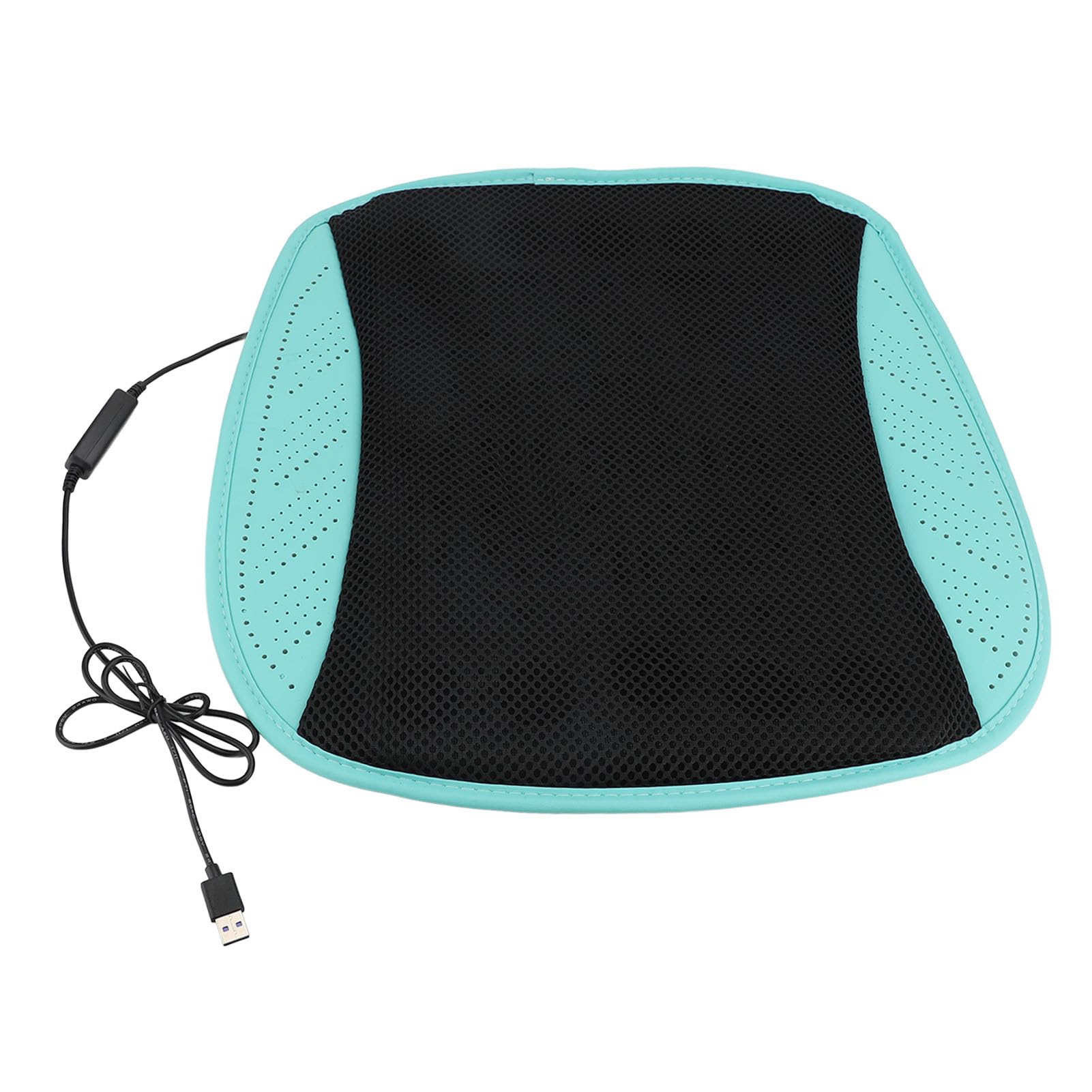 Domary Cojín de Asiento con Refrigeración por USB, Cojín Antideslizante Inteligente de Malla Seda Hielo con 8 Ventiladores para el Hogar, el Coche, la Oficina Velocidades (Cian Negro)