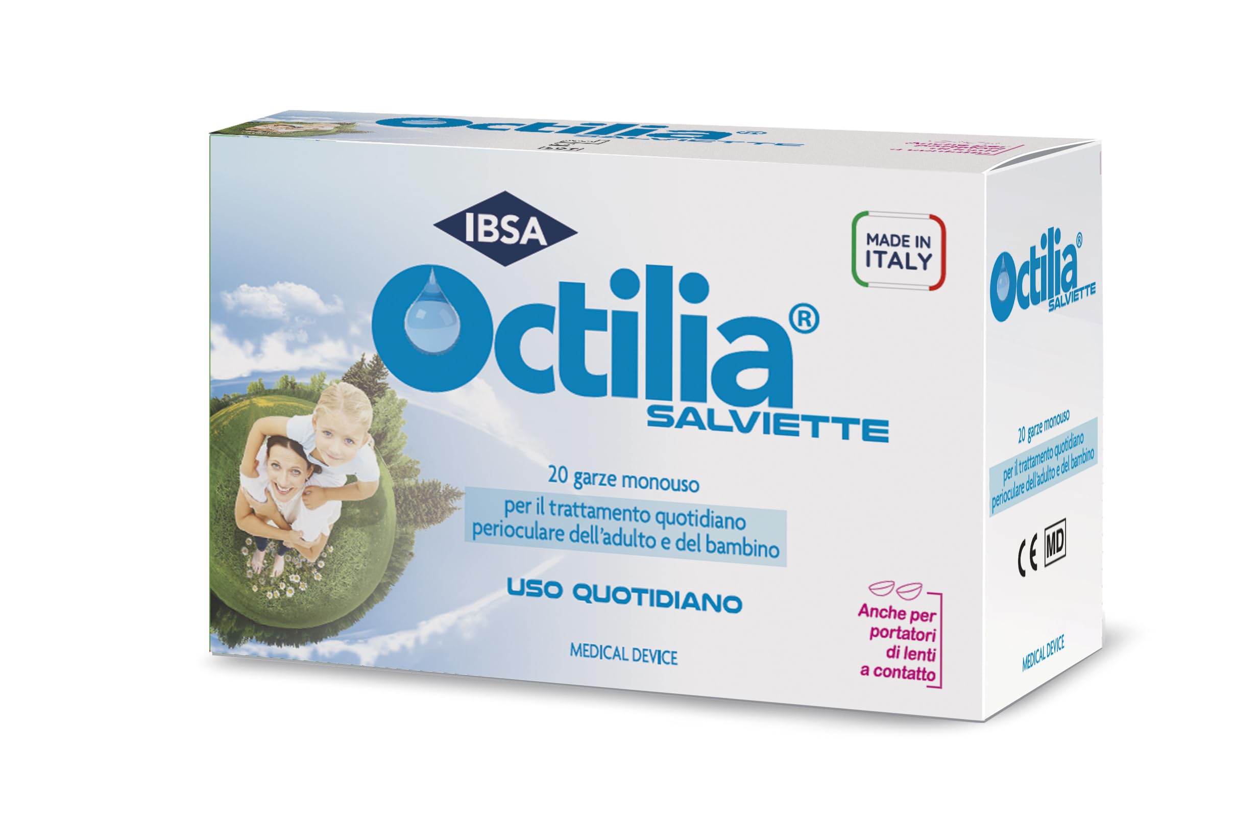 Octilia Salviette | 20 garze monouso per la detersione della zona perioculare di adulti e bambini