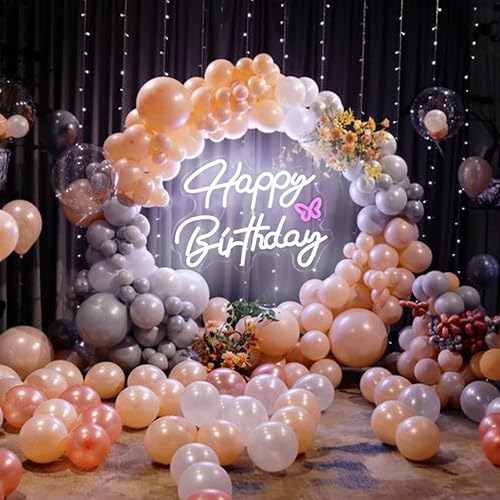 Miniatura 8 de Letrero de cumpleaños con atenuador de 5 modos, letrero de neón de feliz cumpleaños para telón de fondo, letrero luminoso de feliz cumpleaños,