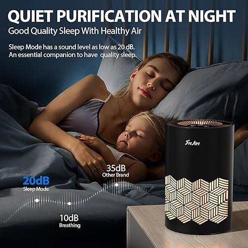 Miniatura 6 de FreAire Purificadores de aire para dormitorio, purificadores de aire para el hogar con luces, el purificador de aire HEPA elimina el polvo, humo,