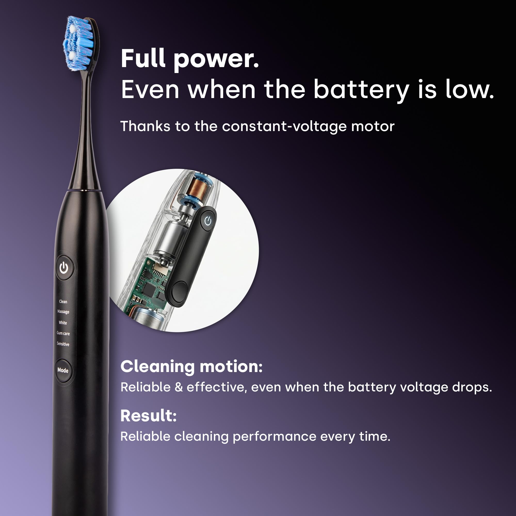 emmi Sonic Flex Brosse à dents sonique – Brosse à dents électrique avec 5 modes et 25 niveaux d'intensité, étui de voyage UV, charge sans fil et USB-C, batterie jusqu'à 90 jours, 2 têtes de brosse