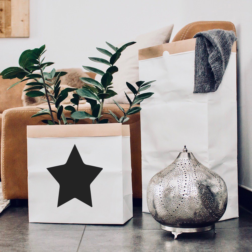 Paper-Bags zur Aufbewahrung von Spielzeug, Wäsche und weiteren Krimskrams - Beutel/Sack aus Papier - Papiertasche Motiv Stern einzeln