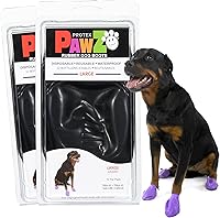 PawZ Rubber Dog Boots for Large Paws: Waterproof All-Weather Anti-Slip Shoes for Rain, Snow, Mud & Hot Pavement - Black Large 3-4in, Pack of 24