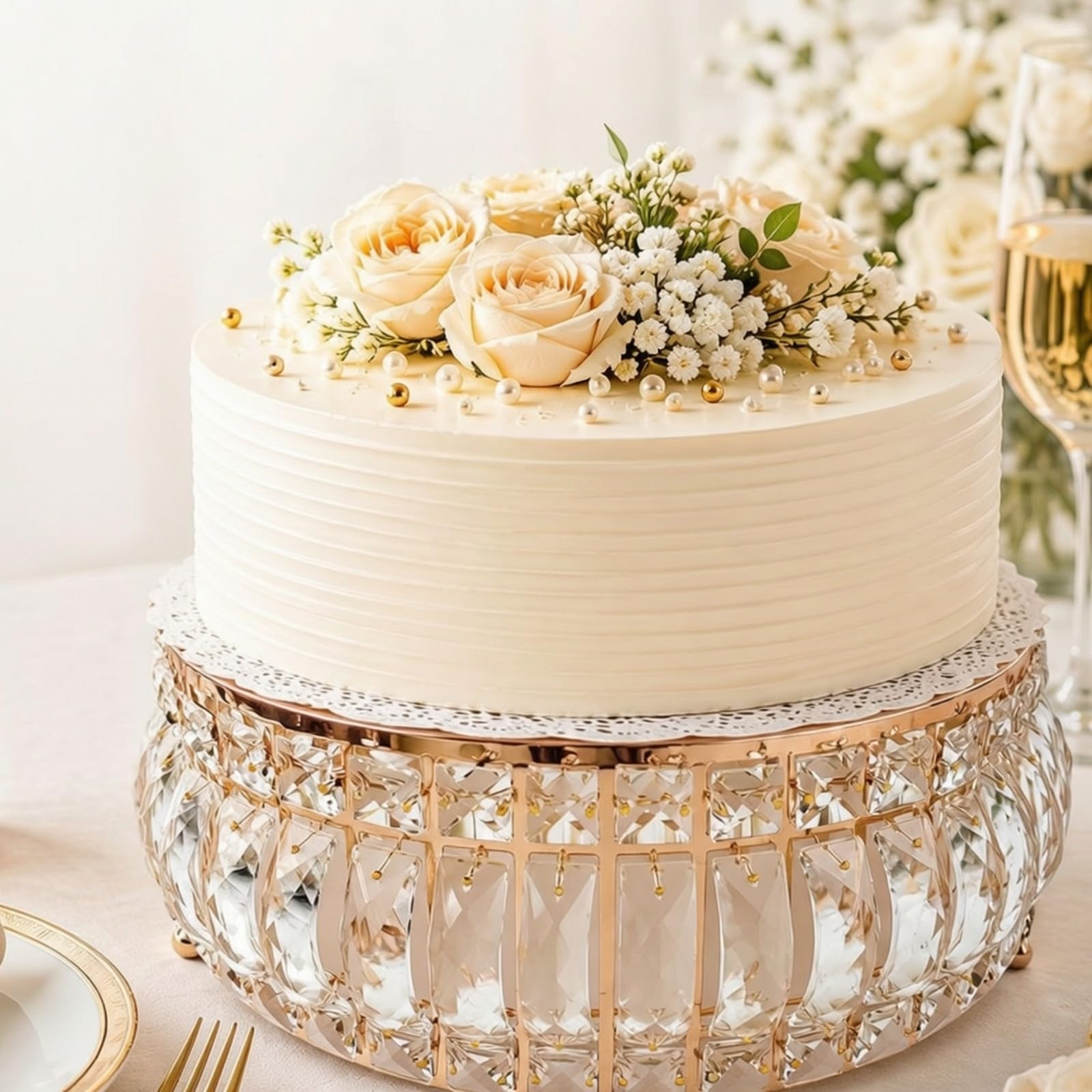 3 Pièces Présentoir à Gâteaux Rond en Métal Élégant Support Présentation Plat sur Pied pr Mariages, Fêtes, s