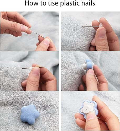 Miniatura 6 de MQUPIN Juego de 16 pasadores de edredón, clips para edredón en el interior, clips de funda de edredón para edredón, cojines, cortinas (flor azul)