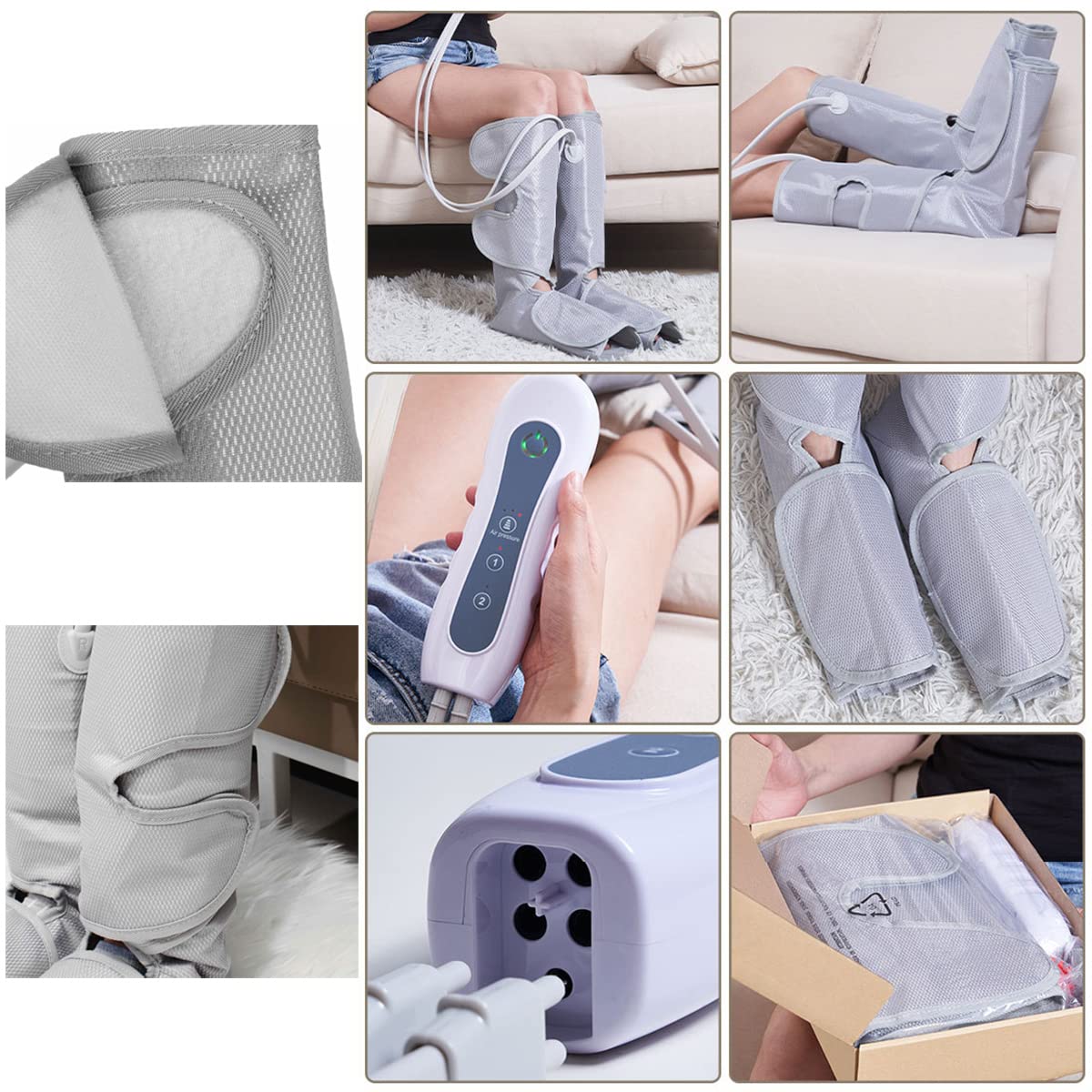 Massaggiatore per gambe e piedi a compressione d'aria, Massaggiatore per gambe per circolazione e rilassamento, Fasce per gambe di grandi dimensioni Uso domestico Aiuta a rilassare le gambe, Regali