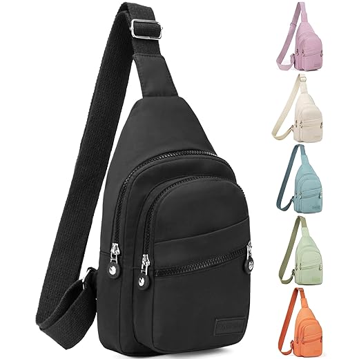 Small Sling Backpack Crossbody Sling Bag for Women, Chest Bag Daypack Fanny Pack Cross Body Bag for Outdoors Hiking Traveling - Black