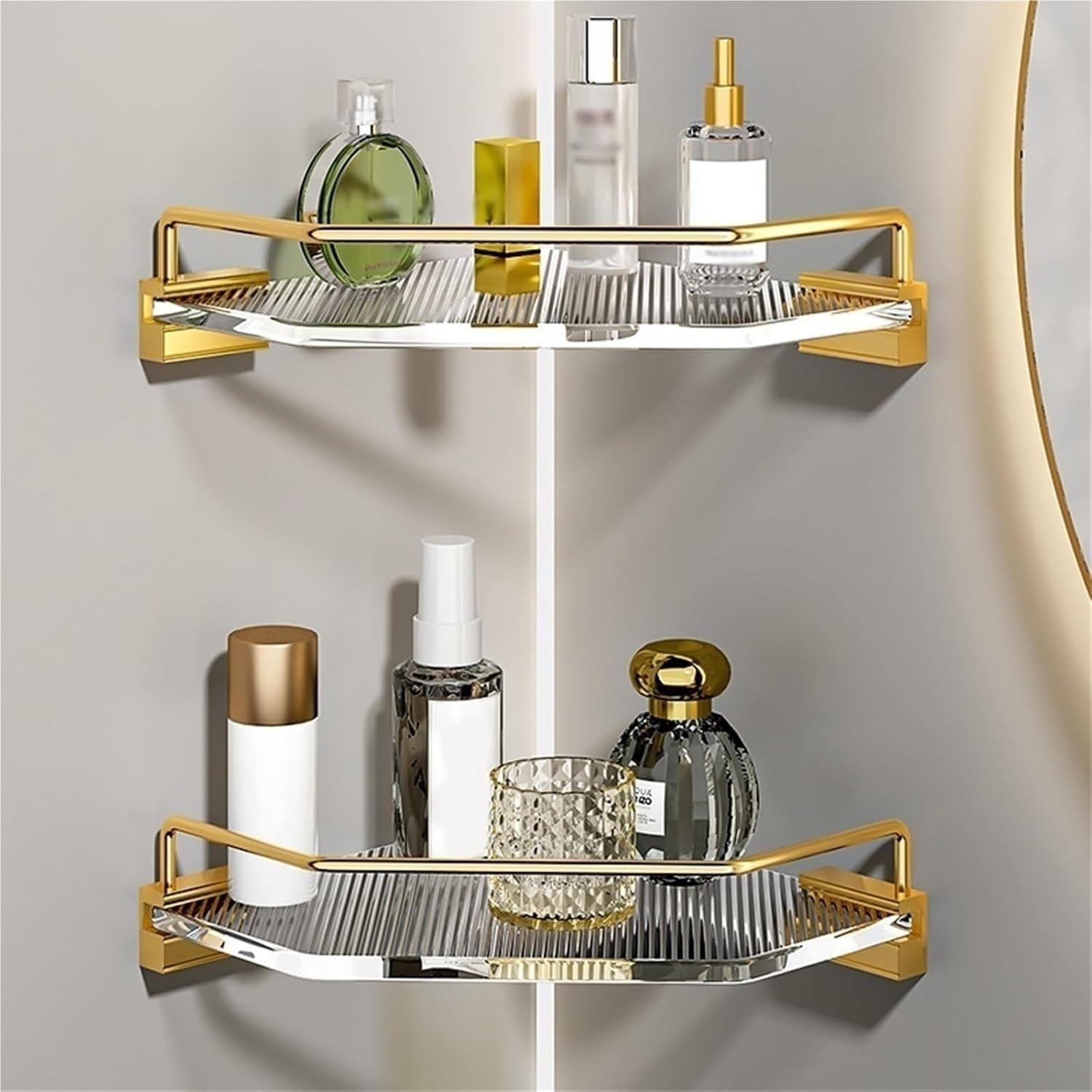 Acrylic Corner Shower Caddy No Drilling Large Capacity Shelf for Inside Shower Rack