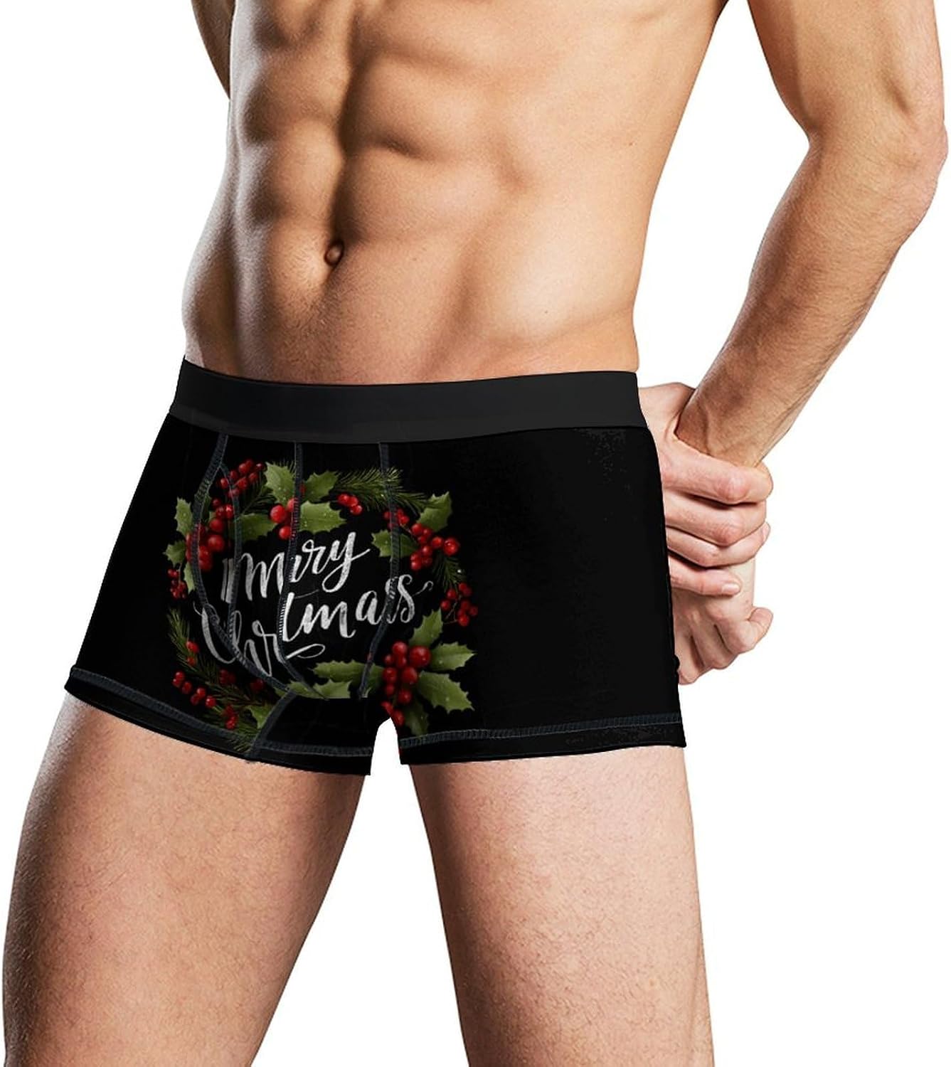 Merry Christmas Novelty Men's Boxer Briefs Soft Breathable Underpants Trunks Stretch Underwear